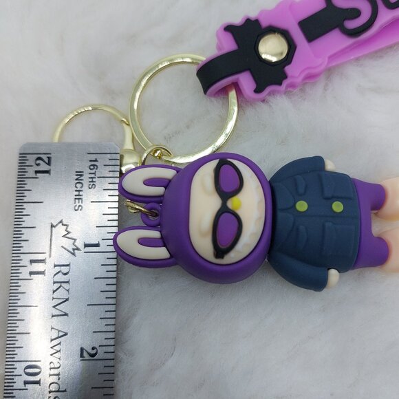 2/$25 Labubu purple with navy outfit keychain with strap "Strive" - Picture 5 of 6